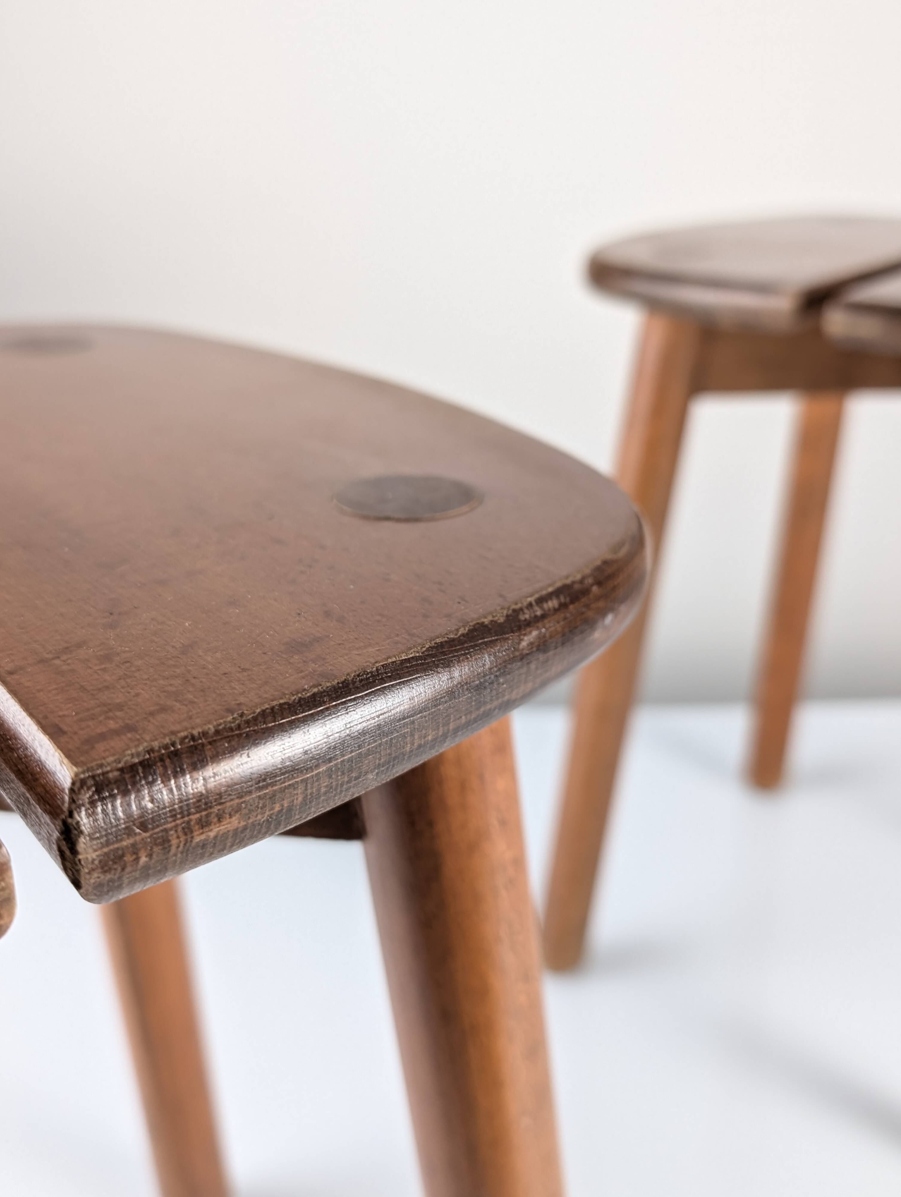 Pair of wooden stools by Pierre Gautier Delaye, France, 1960s