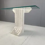 Vintage travertine console table in the manner of Carlo Scarpa, 1970s