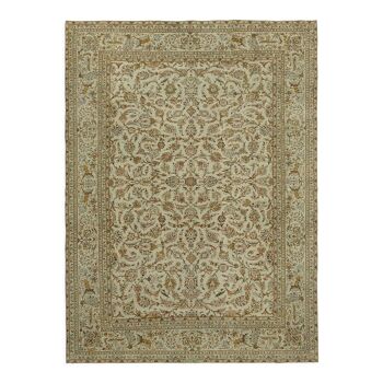 Hand-knotted anatolian antique 1970s 265 cm x 352 cm beige wool carpet