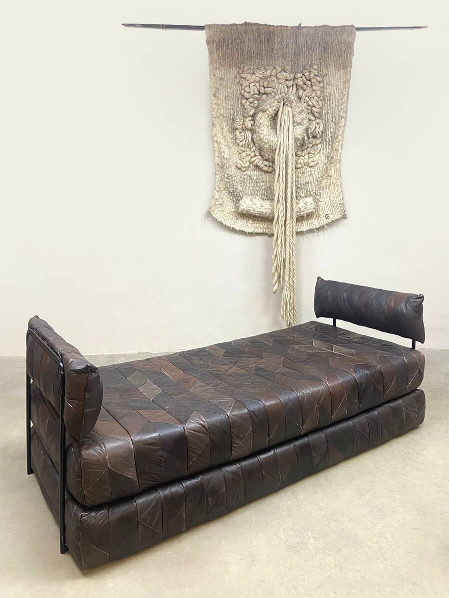 Vintage design leather sofa daybed ‘Patchwork’