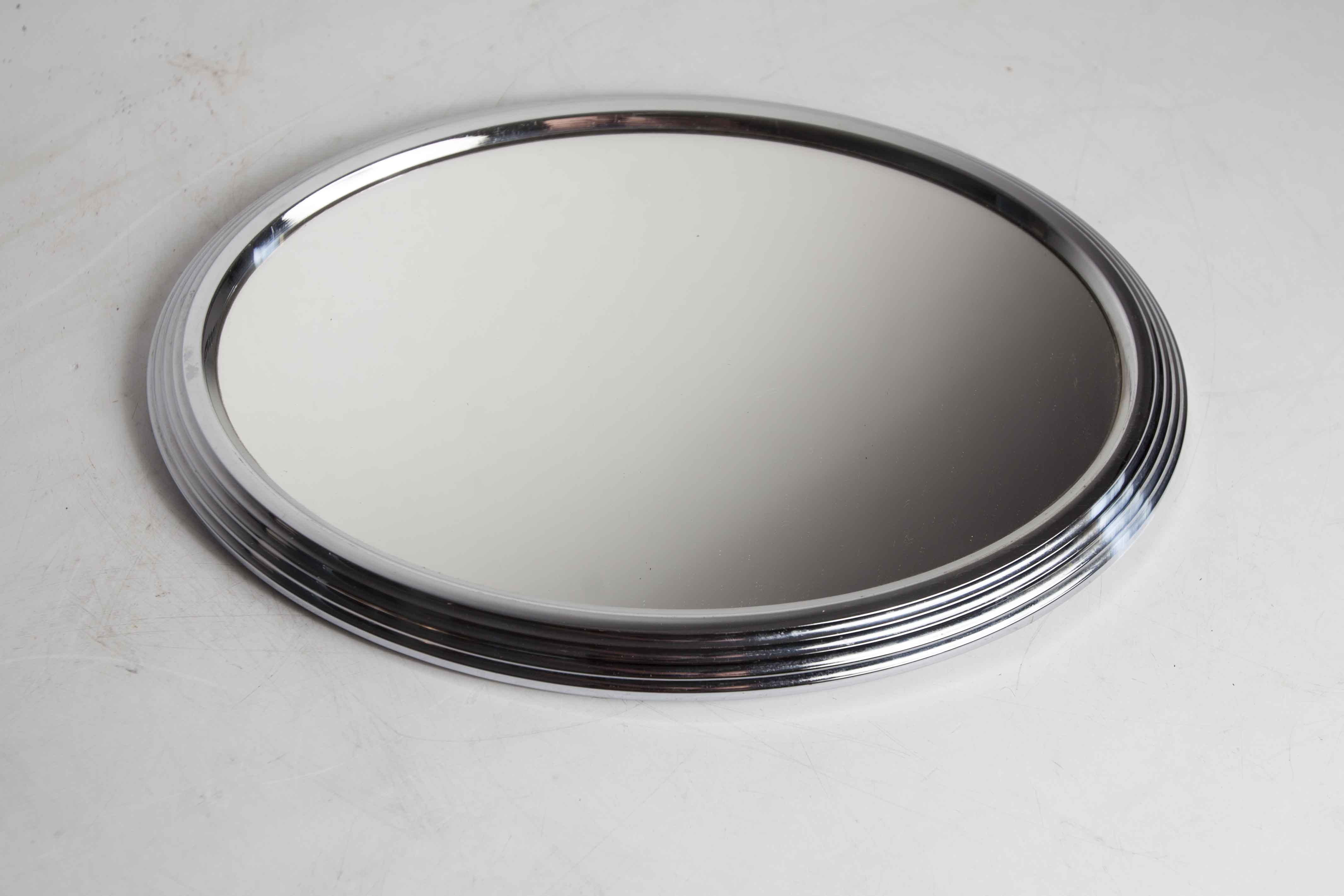 Oval mirror top 1950 silver