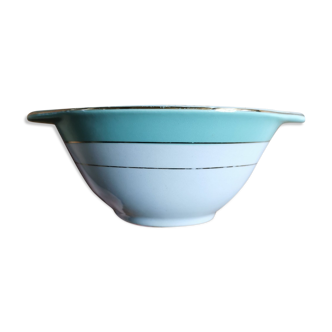 Vintage eared bowl Almond green Badonviller