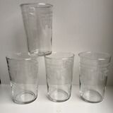 Set of 4 glass water glasses engraved years 50-60