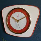 Vintage formica clock silent wall clock "Jaz white orange"
