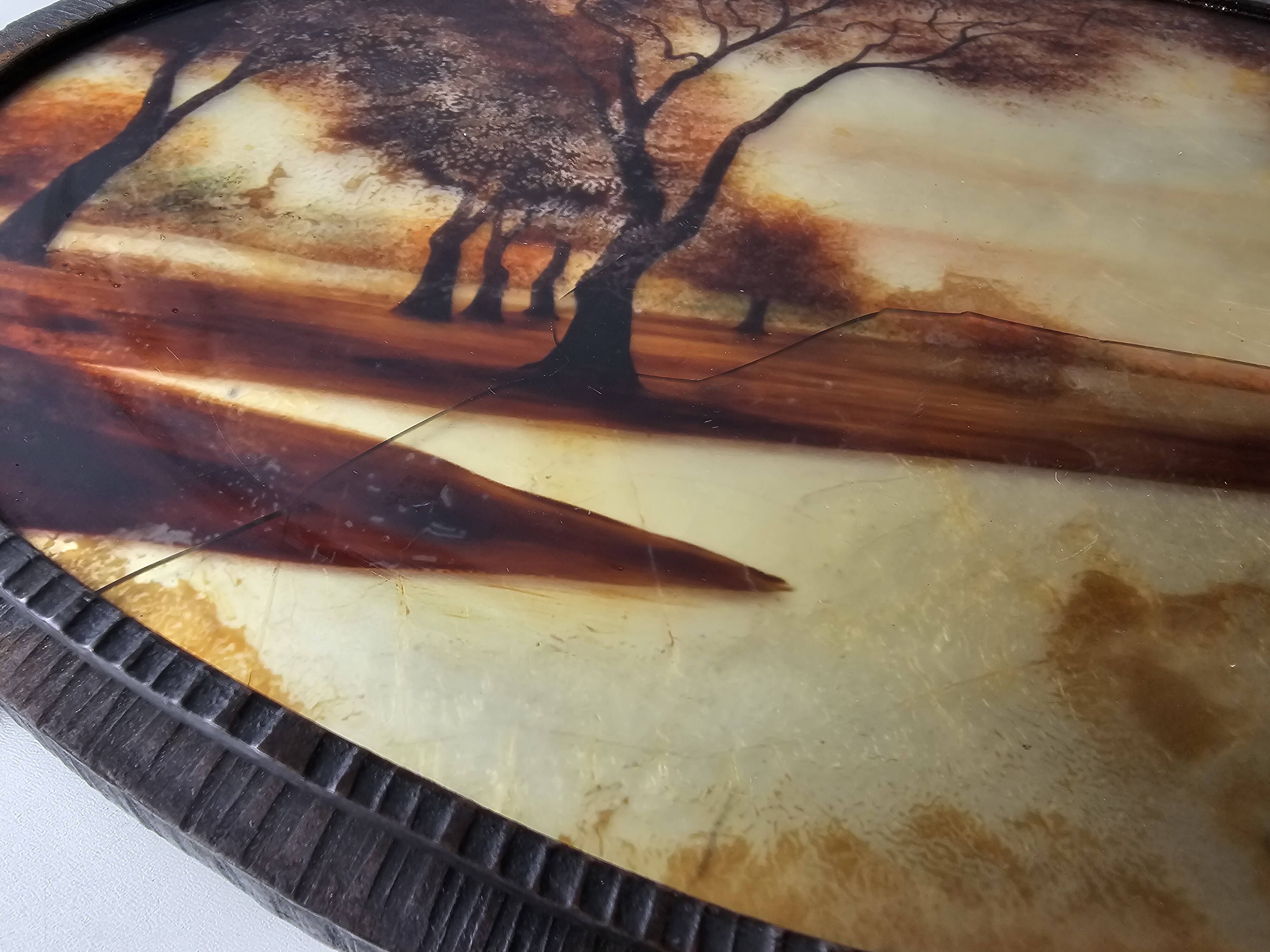 Wrought iron serving tray, Art Nouveau style, Art Deco period, Signed GERMON