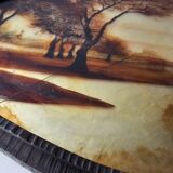 Wrought iron serving tray, Art Nouveau style, Art Deco period, Signed GERMON