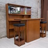 Vintage 70s/80s bar cabinet with stools