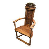 Caquetoire armchair in solid walnut carved Renaissance style