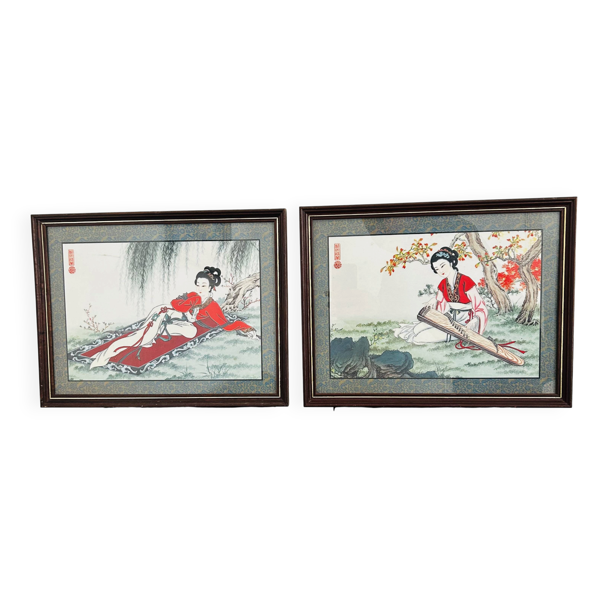 Pairs of Chinese Geisha Wall Panels