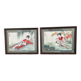 Pairs of Chinese Geisha Wall Panels