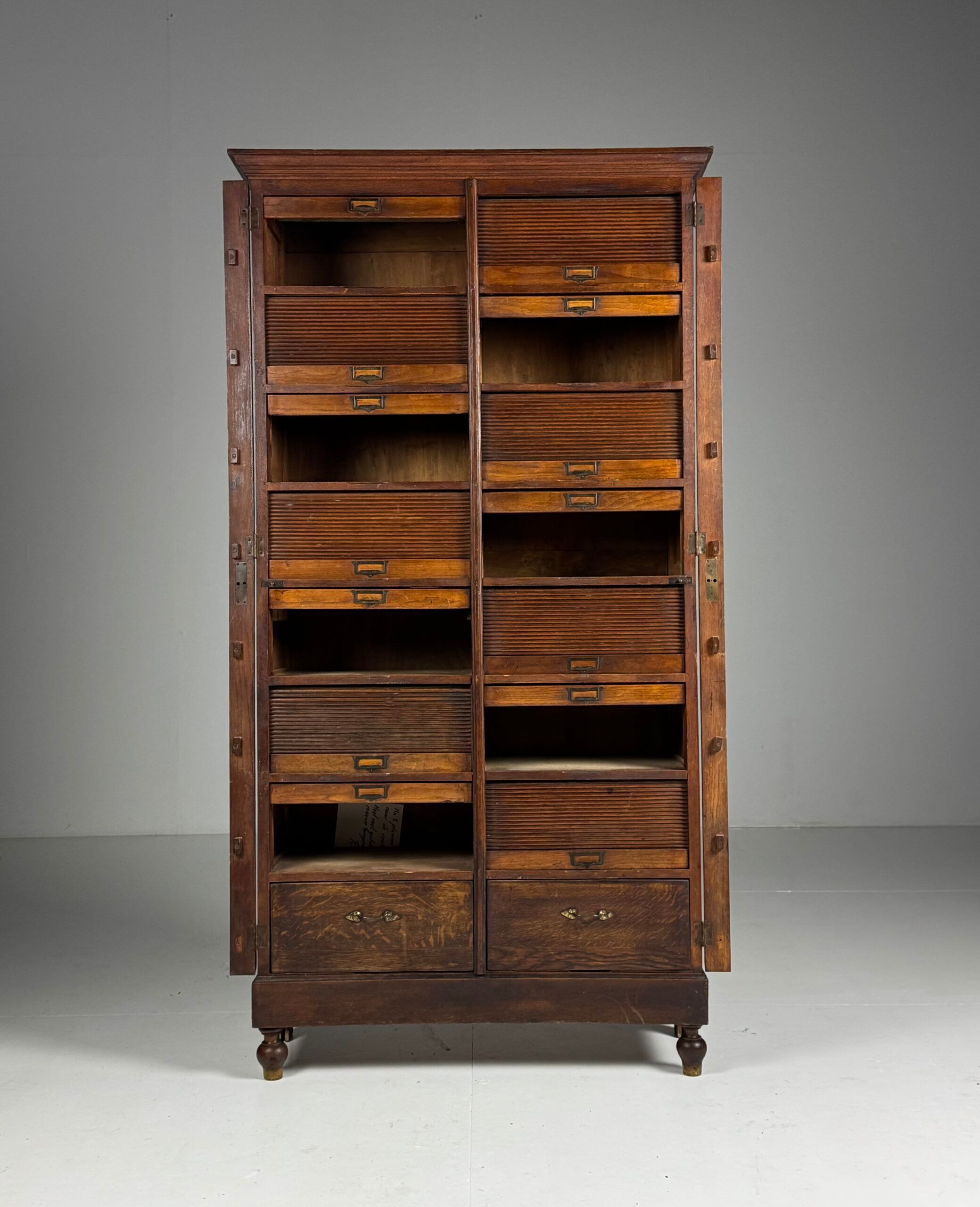 Antique archive cabinet with roller doors