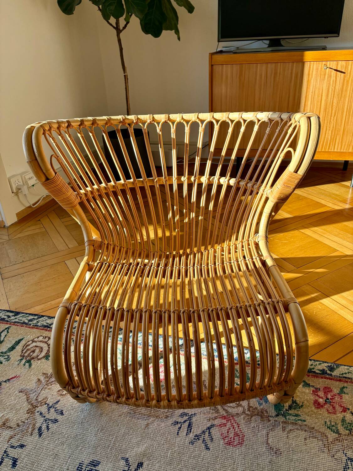 Fauteuil en rotin design danois