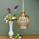 Vintage amber glass tulip pendant light