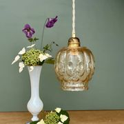 Vintage amber glass tulip pendant light