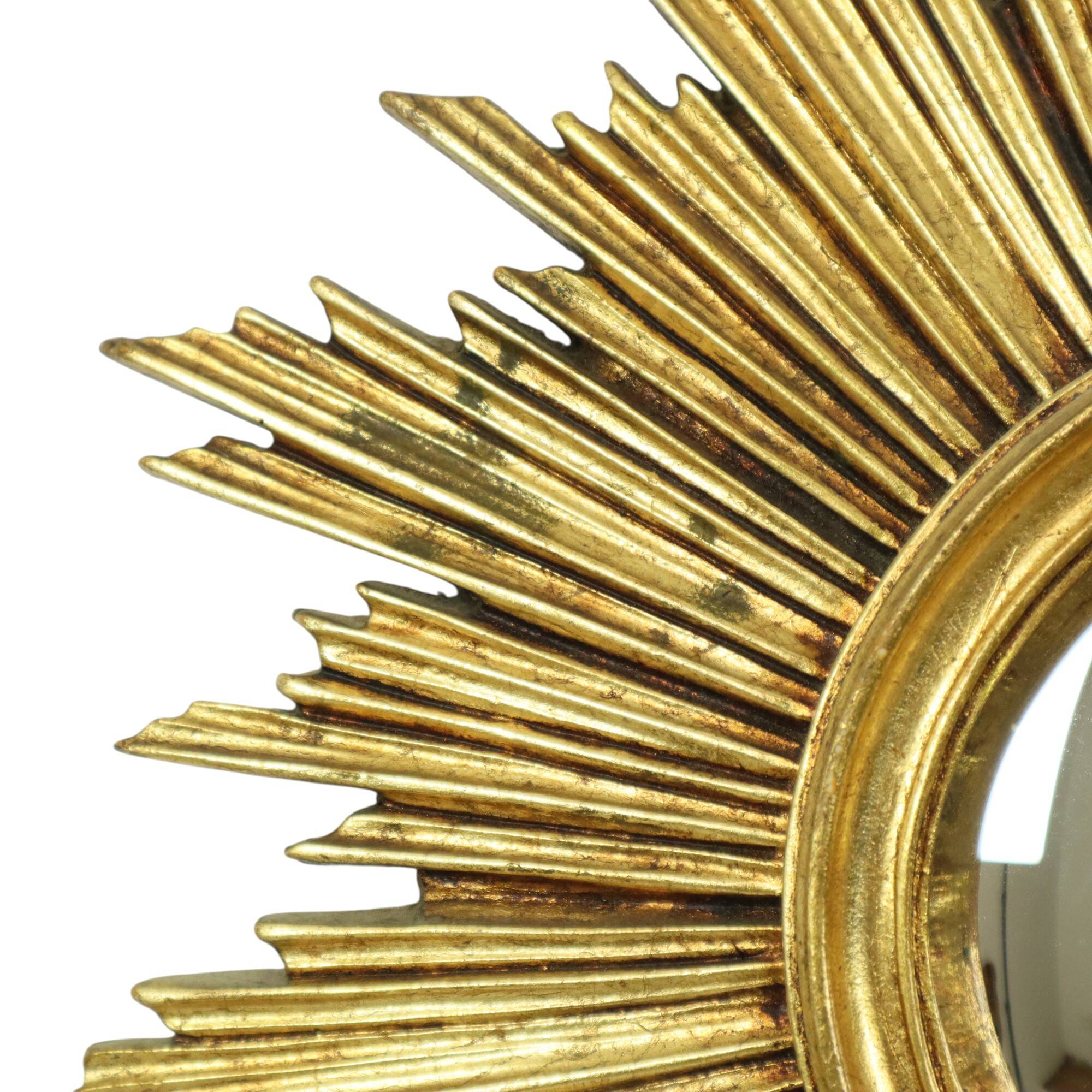 Vintage Sunburst Mirror Sun Mirror Gold Leaf Sixties 42cm