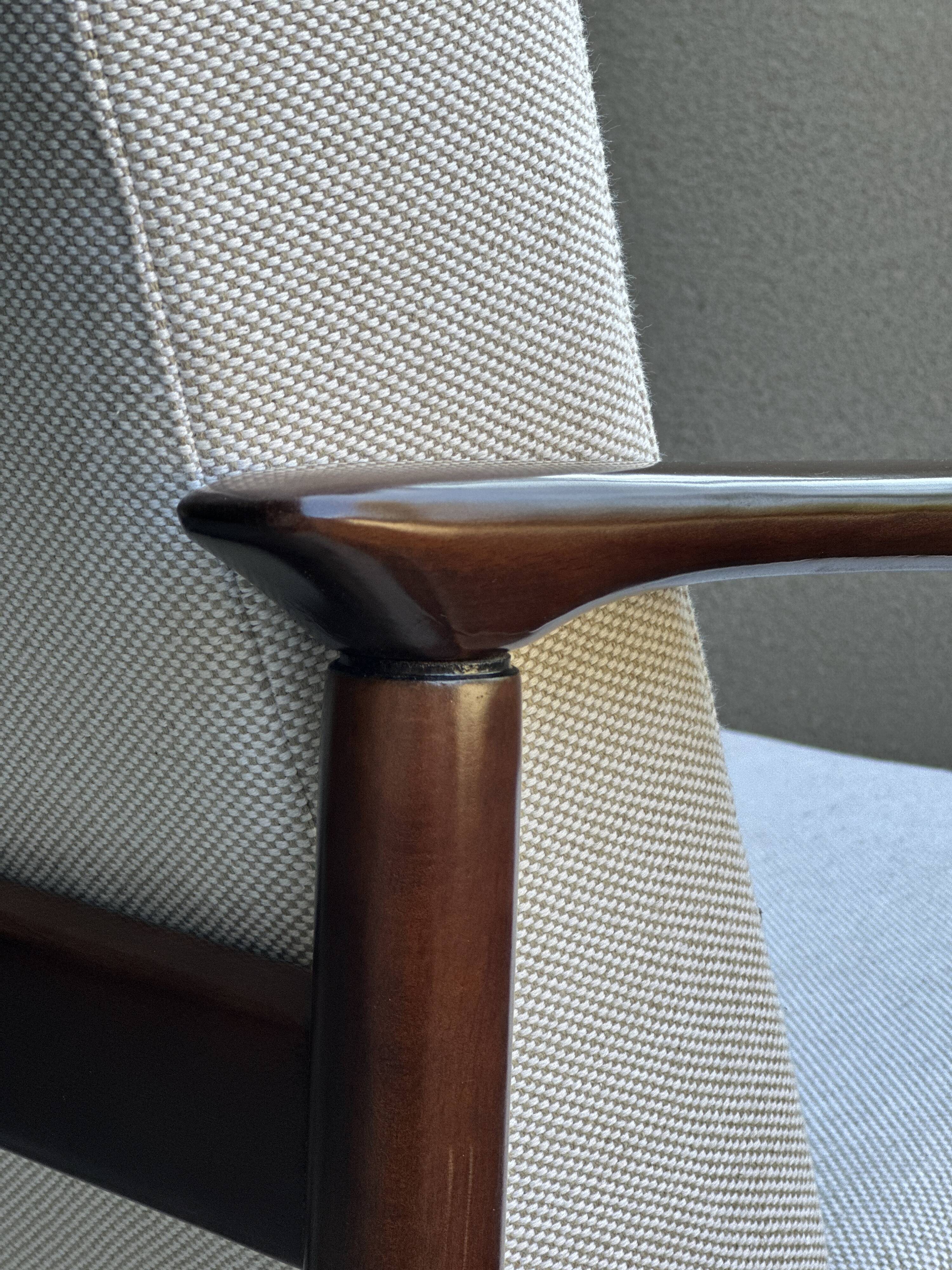 Mid Century Armchairs in Beige Linen, by Edmund Homa, 1960s, Set of Two