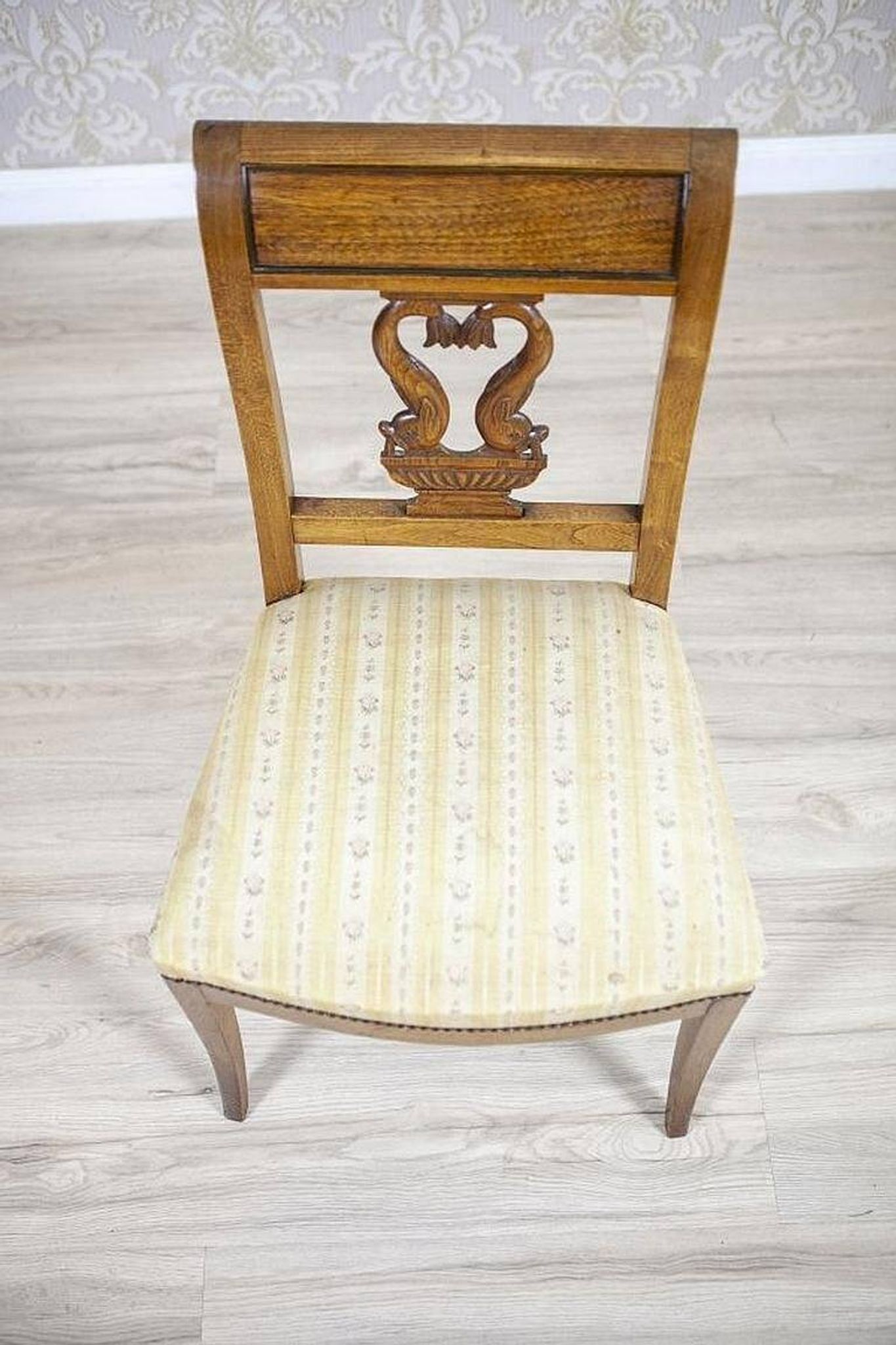 Set of 2 Ash Chairs in White Upholstery, 1950s