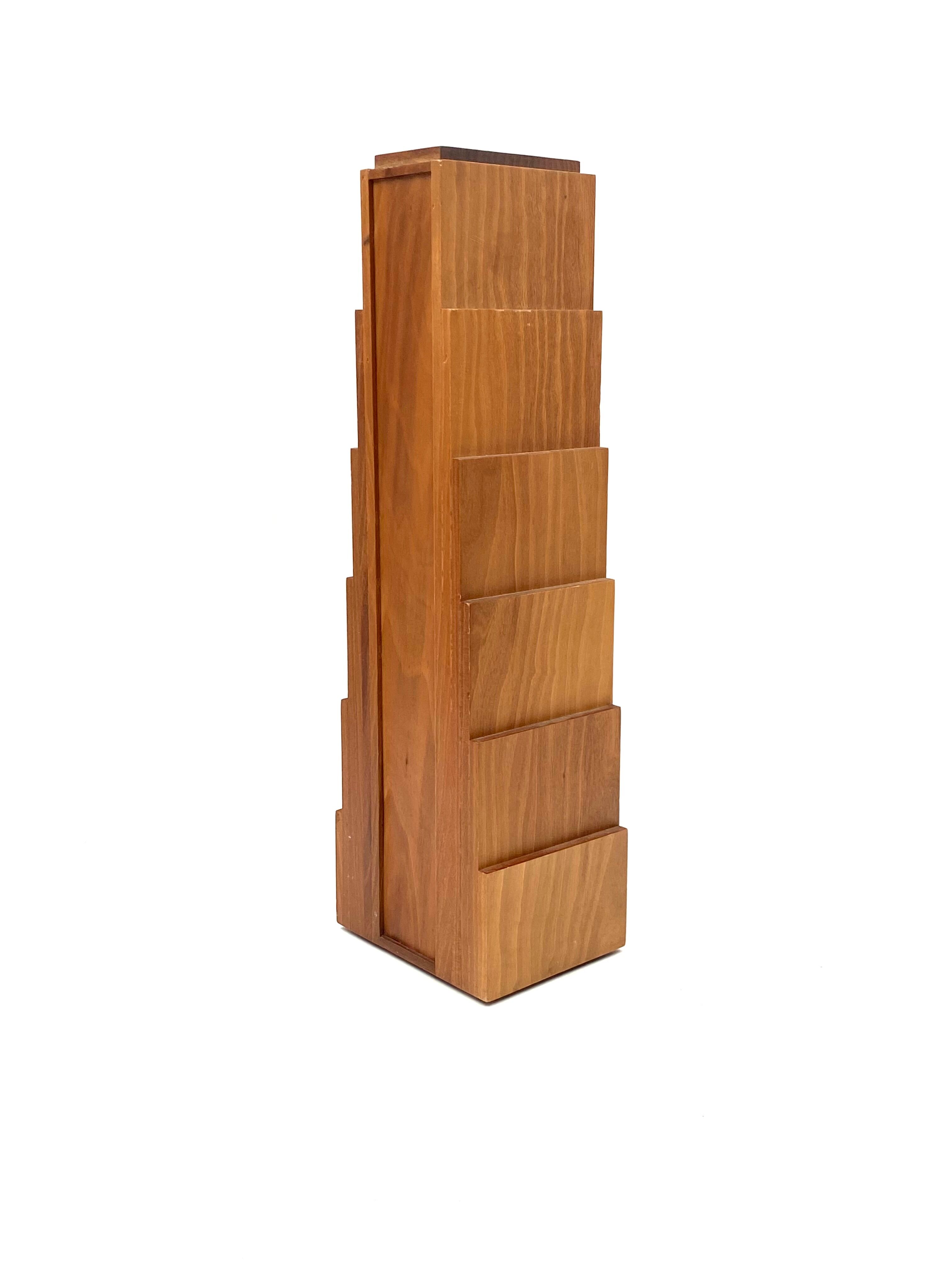 Wooden drawers jewelry box, Italy 1970s