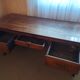 Large Louis XV mid-century desk in solid walnut.
