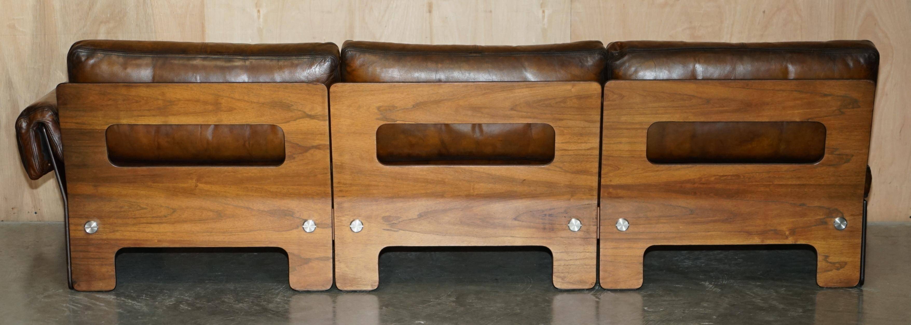 Sigurd Ressell for Vatne Mobler Leather Sofa Hardwood Art Deco