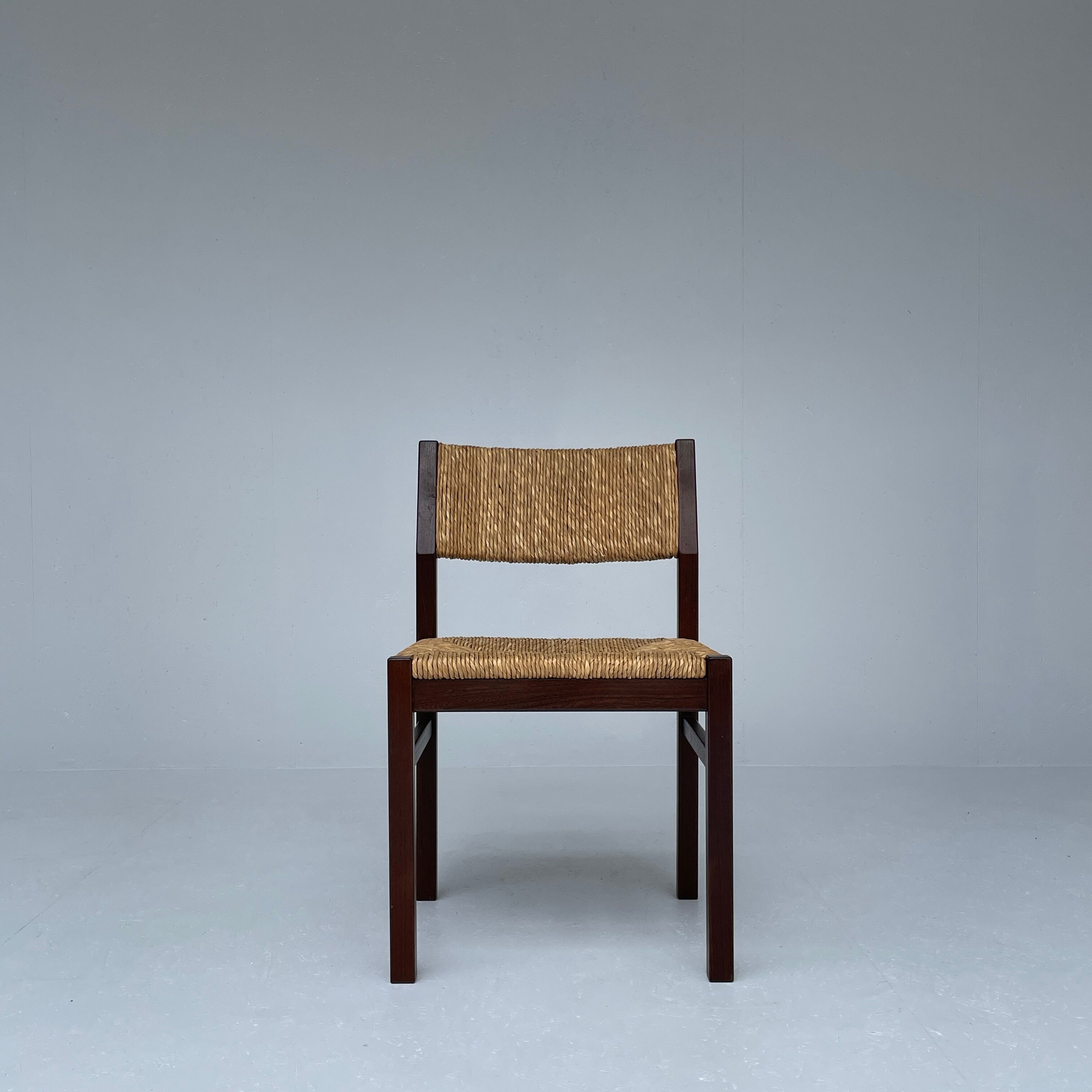 Martin Visser set of six "SE82" wenge and rush dining chairs