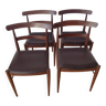 Vintage Scandinavian chairs in teak and black imitation leather