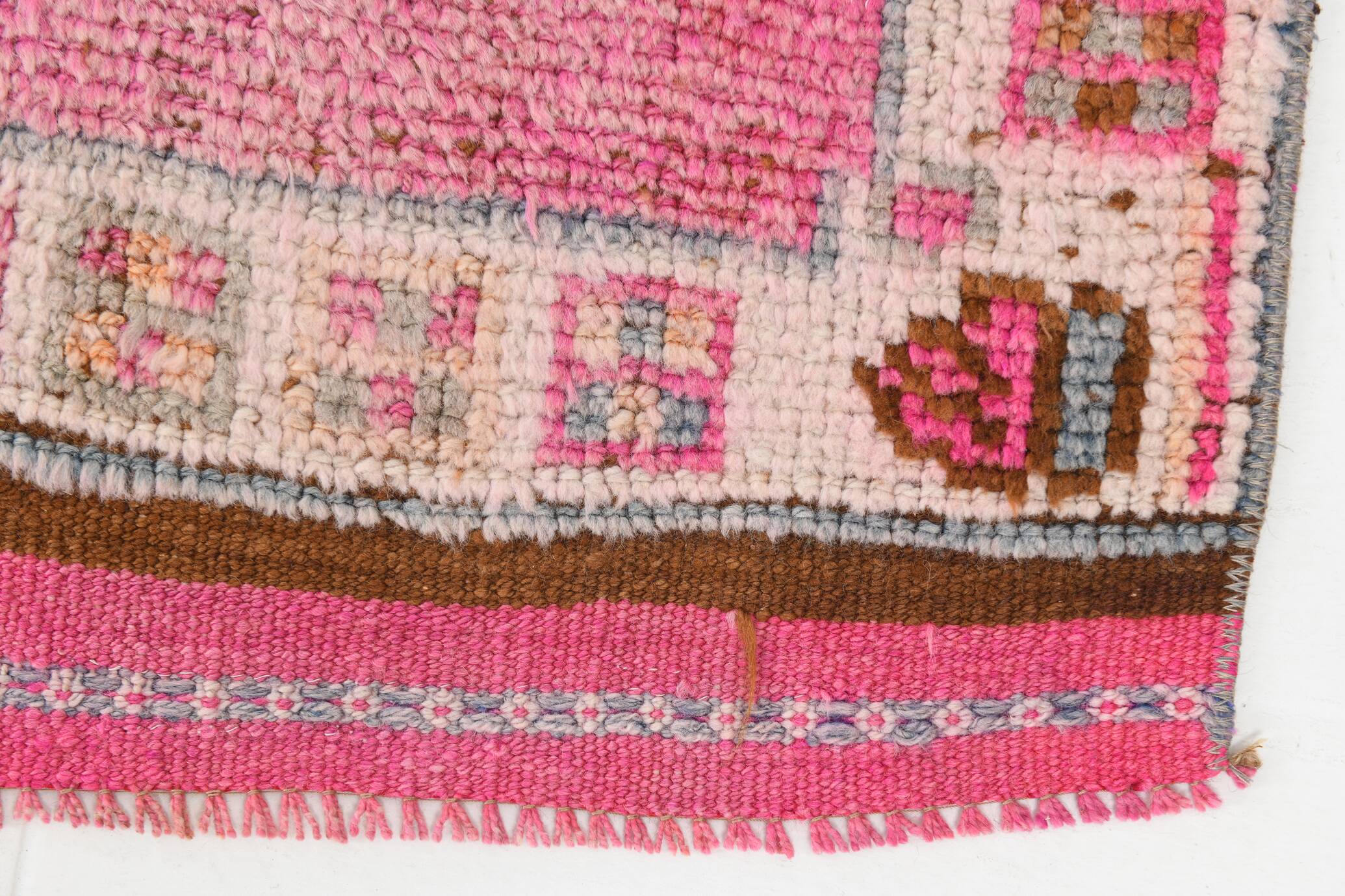 Soft Pink Turkish Vintage Runner Rug, 93x335Cm