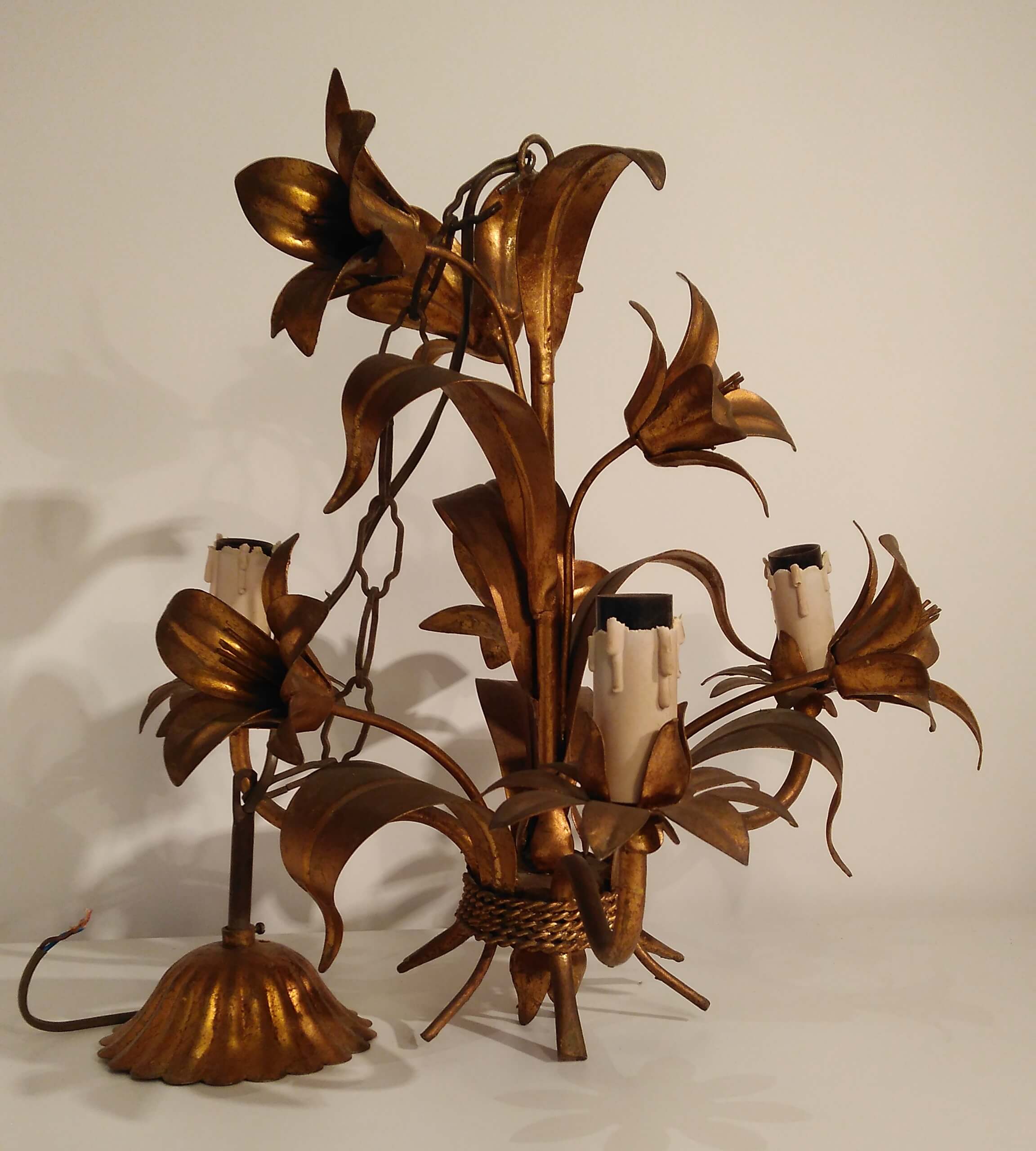 Brass chandelier flowers
