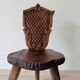 Brutalist tripod chair in carved wood 19th century