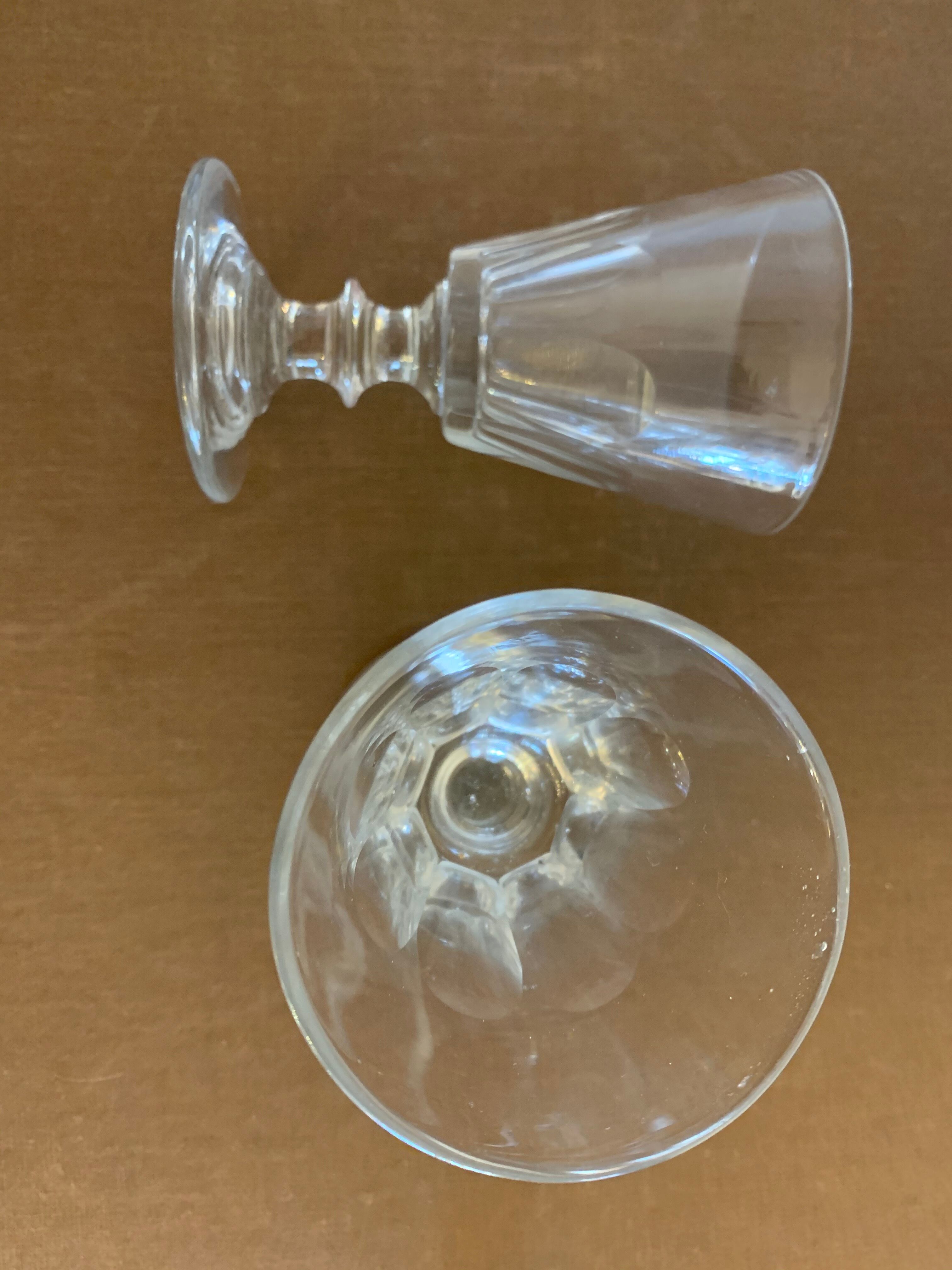 7 glasses on foot old glass bubbled and blown 19th century