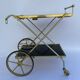 Vintage 1960's bar rolling table smoked glass gilded metal