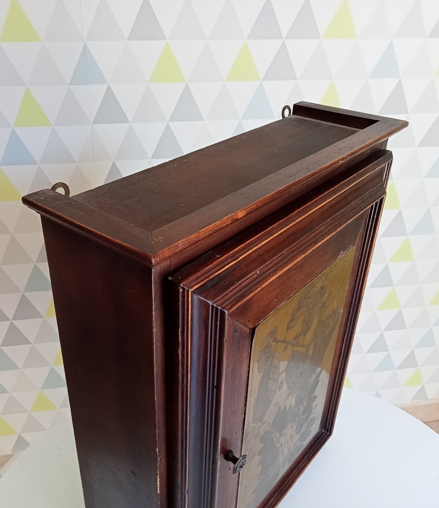 Armoire de toilette ancienne en bois et laiton années 40/50