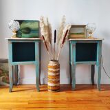 Pair of weathered bedside tables