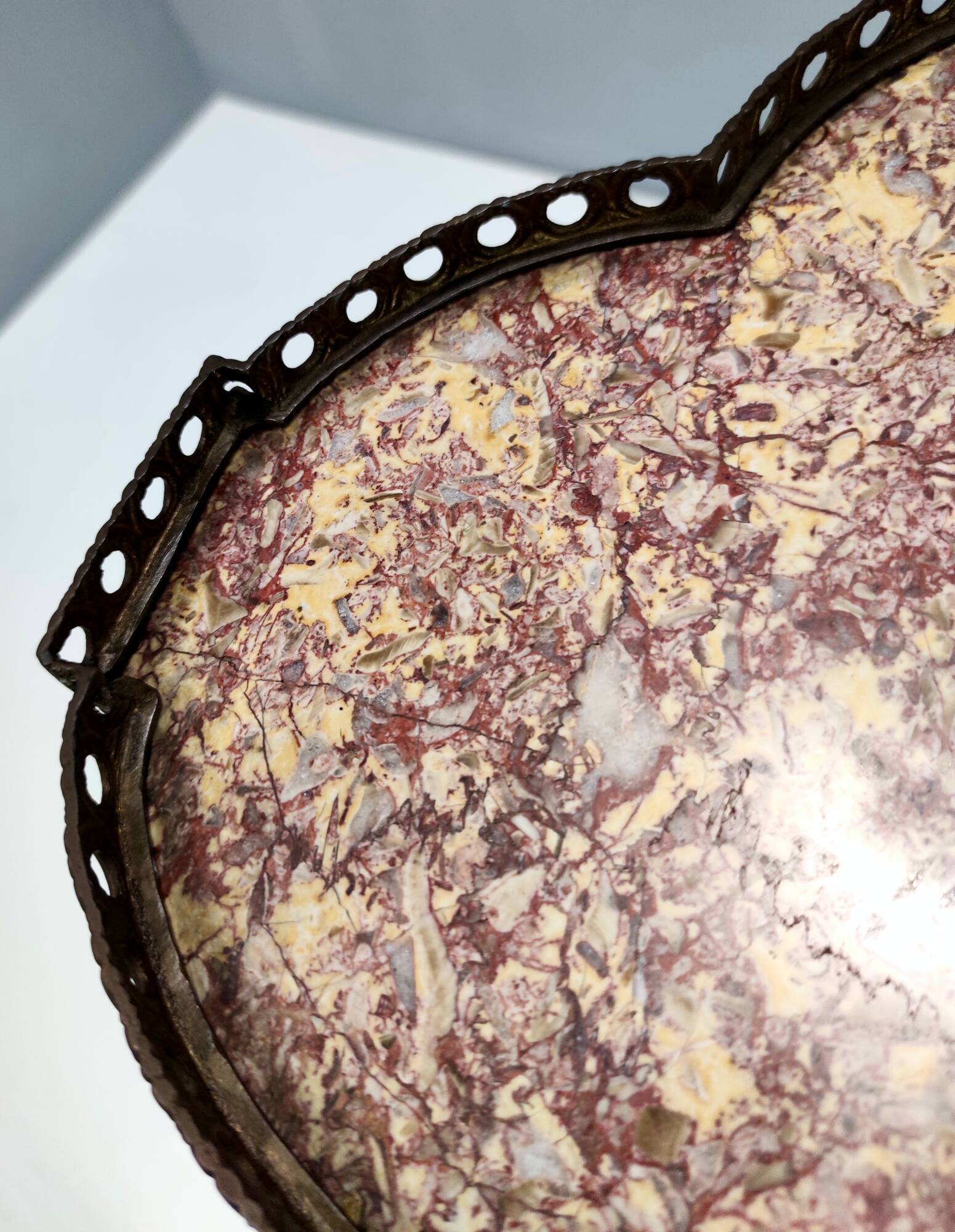 Ebonized Beech Gueridon with a Broccatello Marble Top, Italy