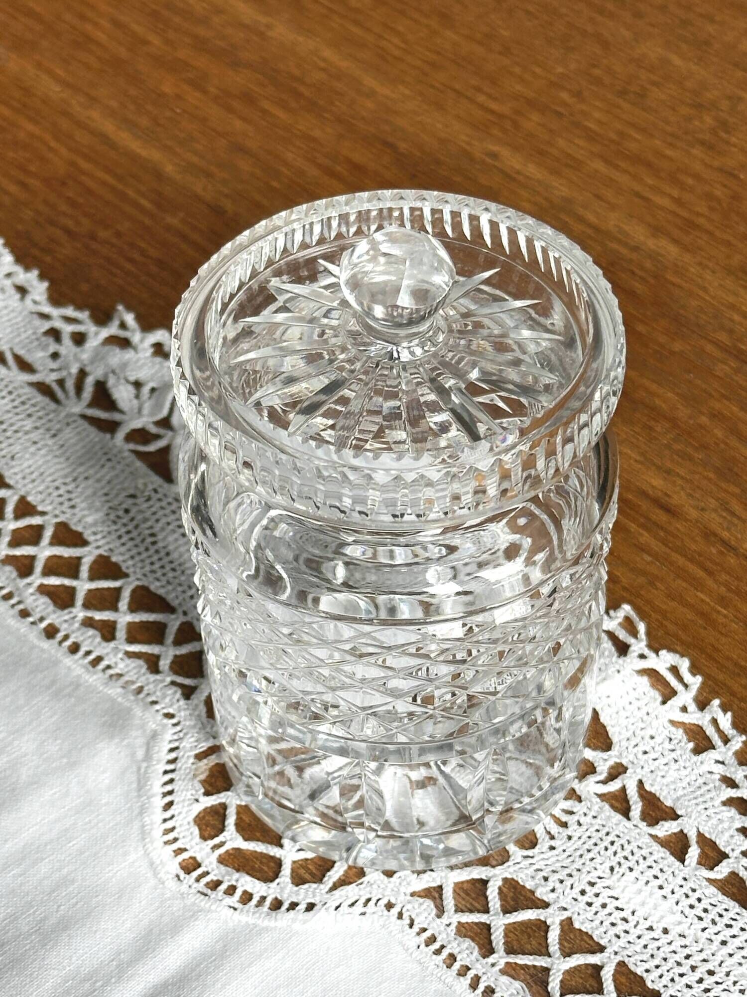 Confit jar / honey pot in signed Waterford crystal