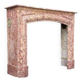 Louis XIV Style Fireplace In Purplish Brocatelle Marble Circa 1880