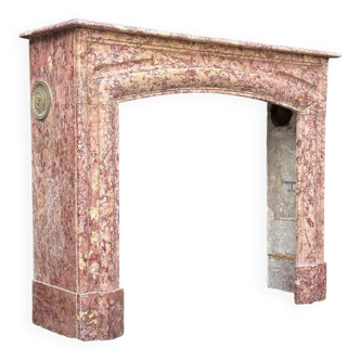 Louis XIV Style Fireplace In Purplish Brocatelle Marble Circa 1880