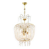 Vintage Italian Crystal and Gilt Metal Chandelier, 1980s