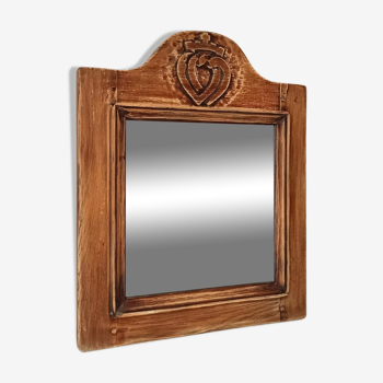 Old mirror in solid oak early twentieth century