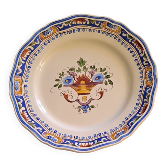 Assiette creuse motifs floraux par CR décor mains