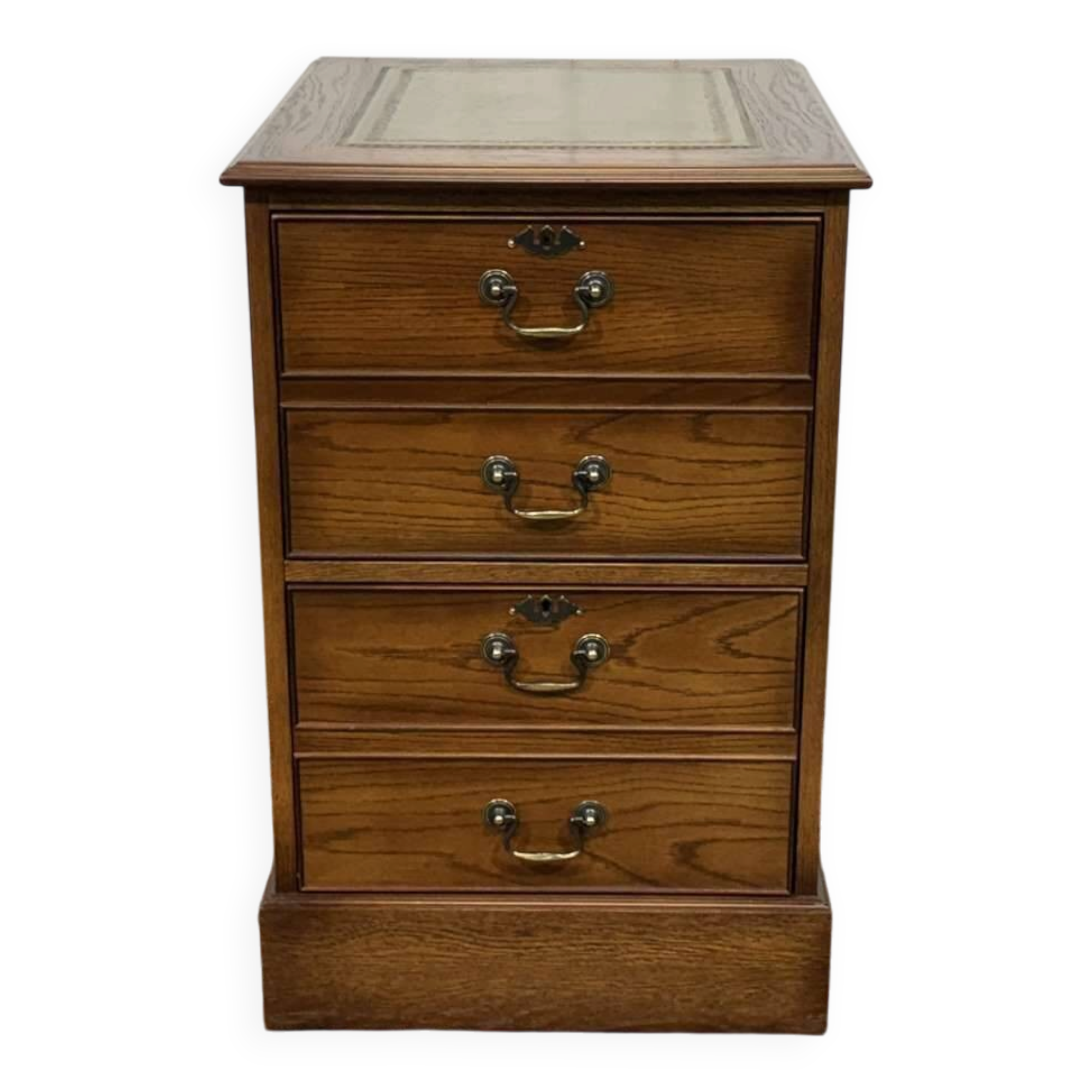 Office cabinet in oak with English leather top from the 1990s.
