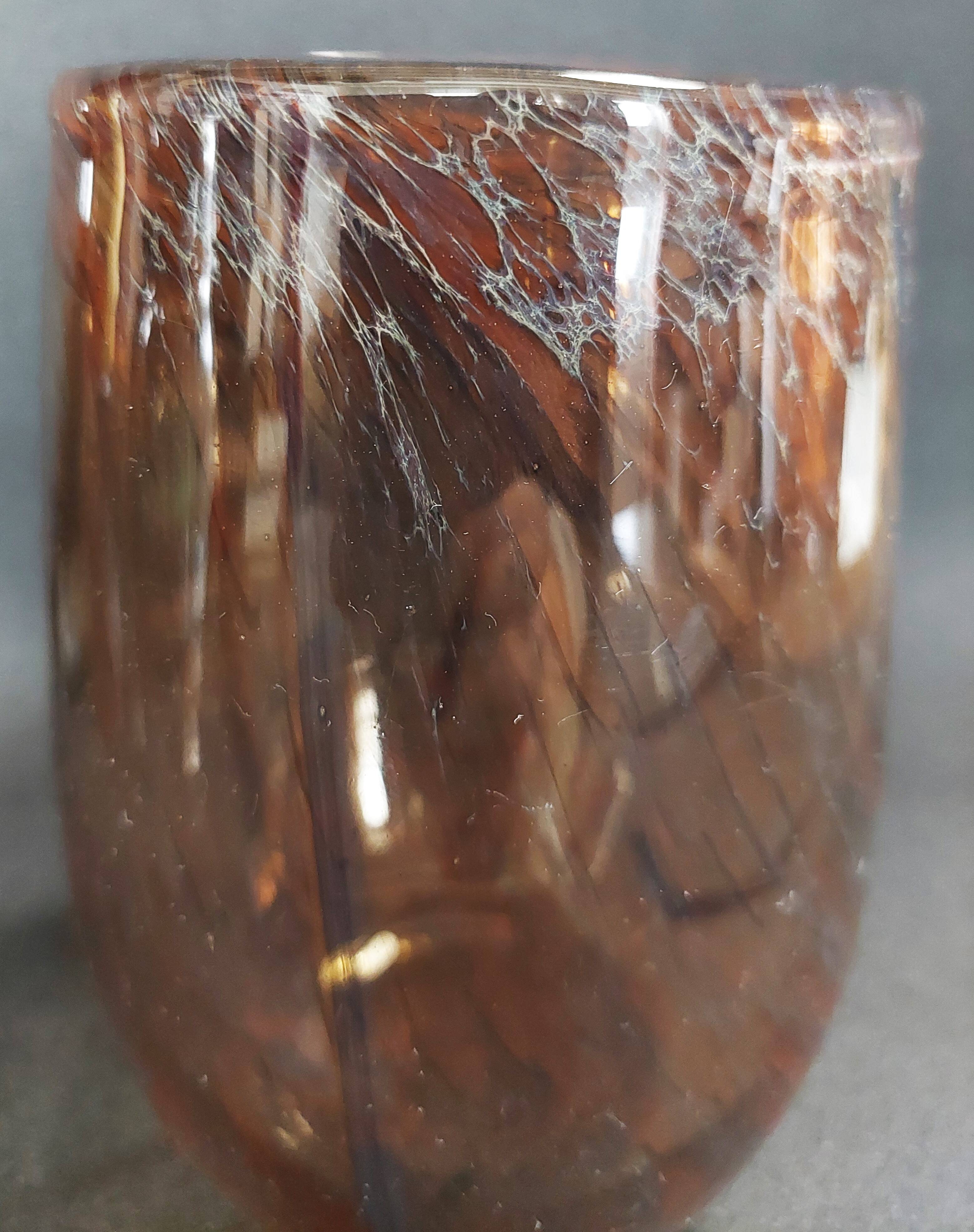 Vase vintage verre signé Jean-Marie Bizet daté novembre 1982