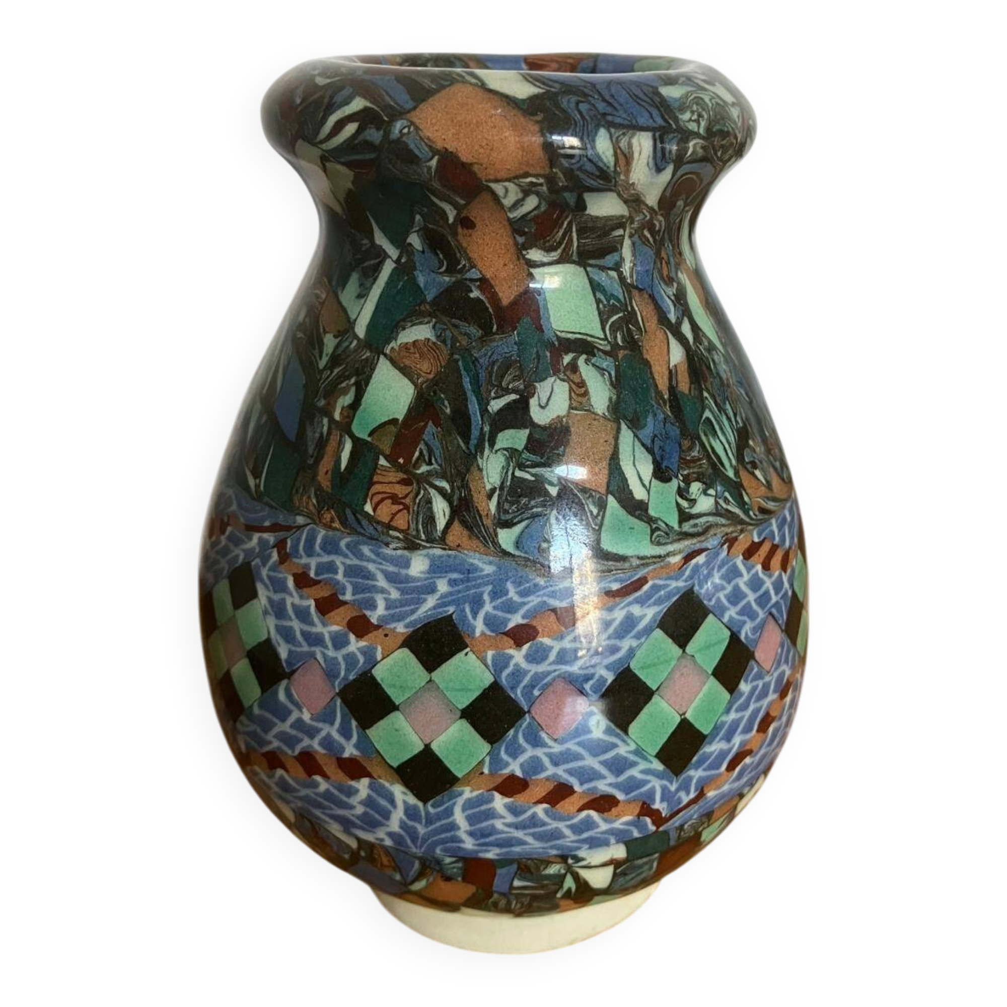 Geometric vase by Jean Gerbino, Vallauris ceramic from the 1950s.