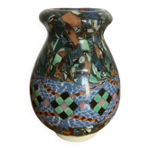 Geometric vase by Jean Gerbino, Vallauris ceramic from the 1950s.