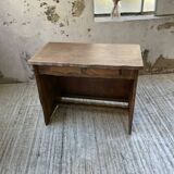 Brutalist desk in elm, signed Aranjou.