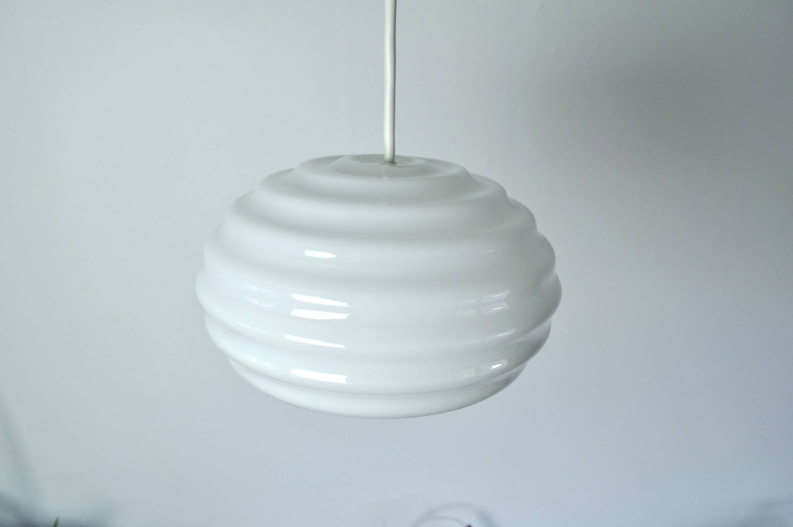 Verner Panton Opal Glass "New Wave" Pendant for Holmegaard, 1984