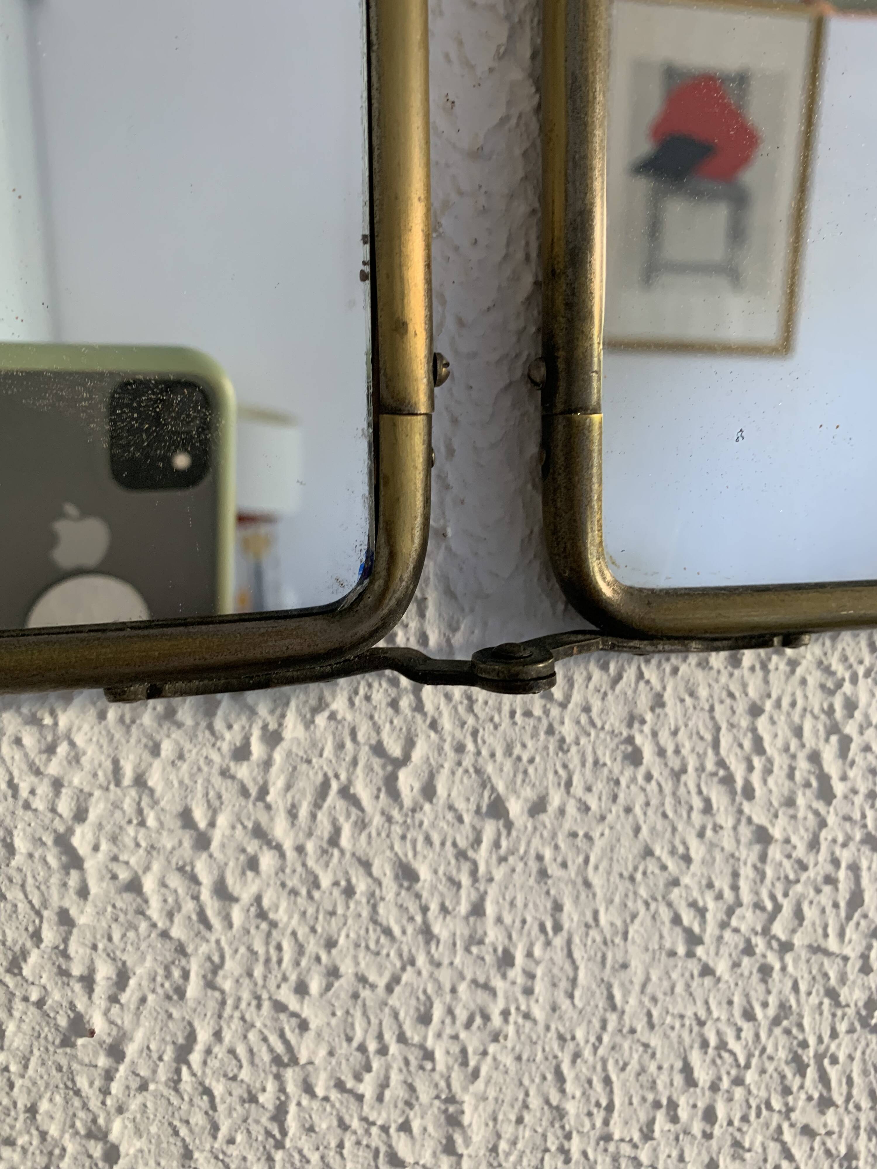Vintage 1930s barber's triptych mirror Le Solide Paris - 33 x 86 cm