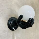 Black and opaline ceramic hand lamp