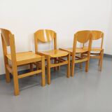 Set of 4 minimalist vintage beechwood chairs from the 80s