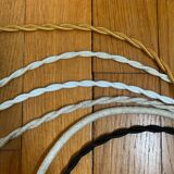 Pair of portable lamps with vintage amber glass globes